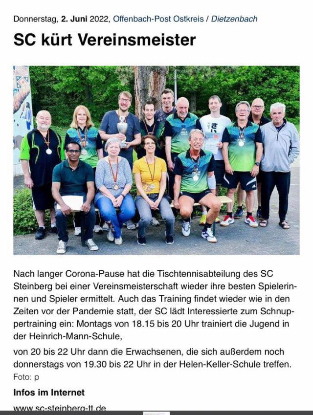 Pressebericht Vereinsmeisterschaft 2022 Erwachsene Pressebericht Vereinsmeisterschaft 2022 Erwachsene