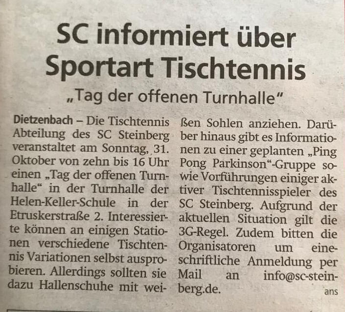 Pressebericht Tag der offenen Turnhalle Pressebericht Tag der offenen Turnhalle